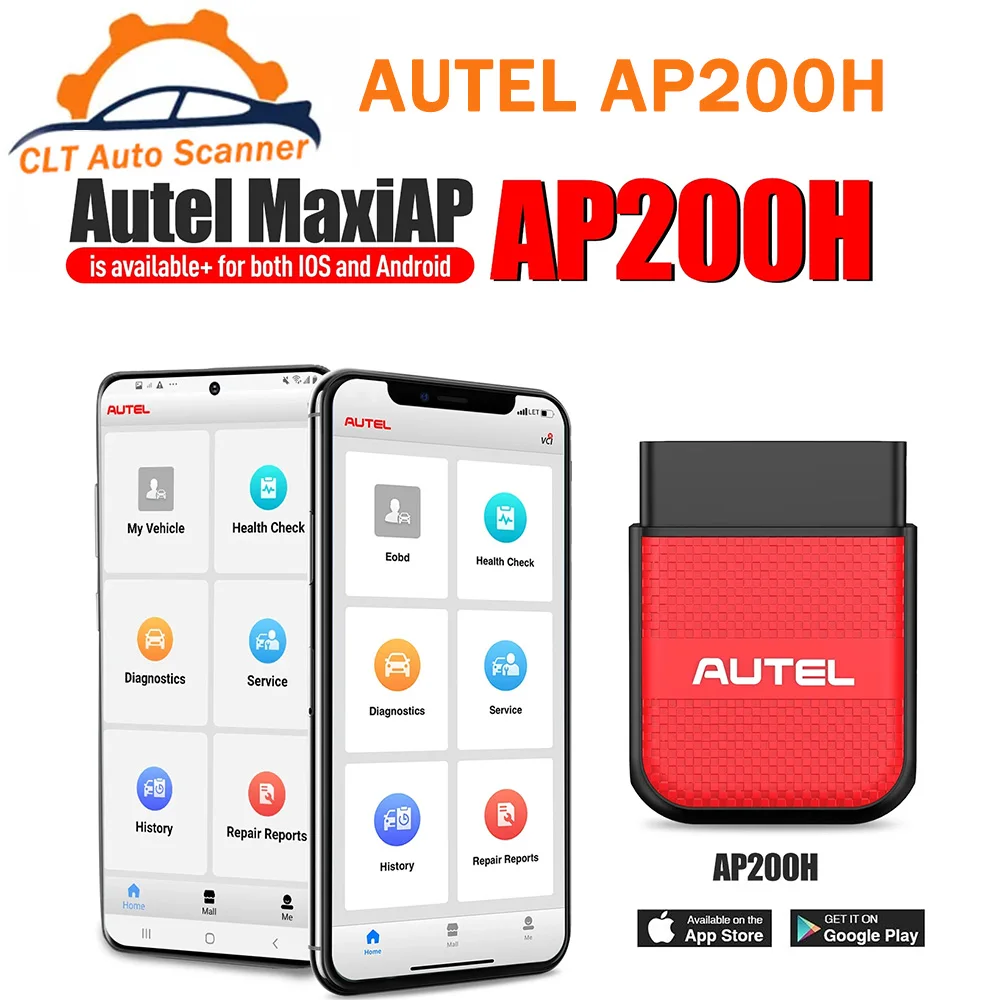 

AUTEL MaxiAP AP200H Wireless Bluetooth OBD2 Scanner Support 4 Systems Diagnostic For All Vehicles Work On iOS And Android