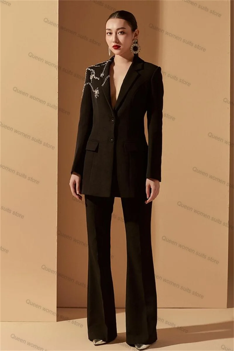 Black Crystals Women Suit Set 2 Piece Blazer+Trousers Luxury Wedding Office Lady Jacket Coat Office Lady Prom Dress Custom Made
Black Crystals Women Suit Set 2 Piece Blazer+Trousers Luxury Wedding Office Lady Jacket Coat Office Lady Prom Dress Custom Made