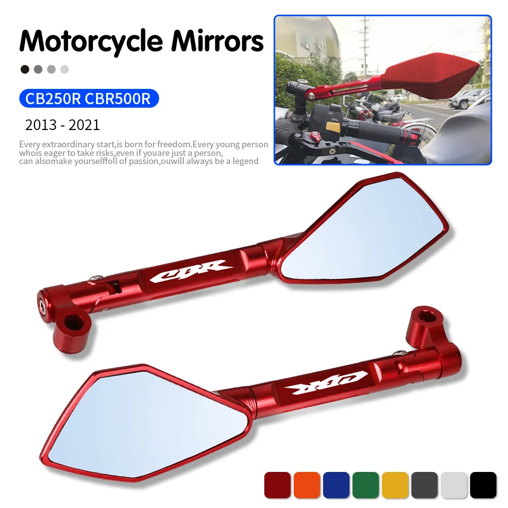 

Universal Motorcycle Aluminum Rear View Rearview Mirrors Side Mirror For HONDA CBR CB250R CBR500R 2013-2021 Fit FOR CBR500 R