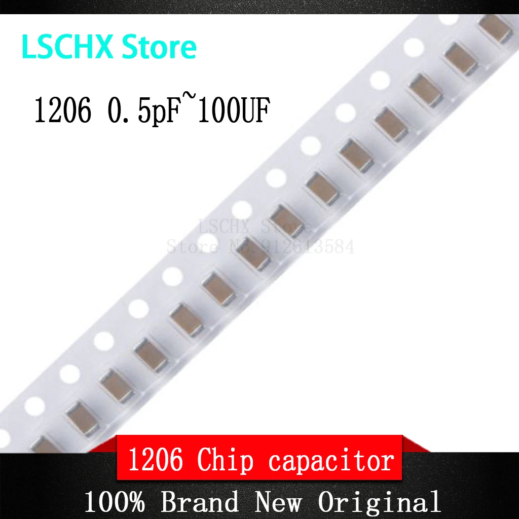 100pcs 1206 SMD Chip Multilayer Ceramic Capacitor 0.5pF - 100uF 10pF 100pF 1nF 10nF 15nF 100nF 0.1uF 1uF 2.2uF 4.7uF 10uF 47uF
100pcs 1206 SMD Chip Multilayer Ceramic Capacitor 0.5pF - 100uF 10pF 100pF 1nF 10nF 15nF 100nF 0.1uF 1uF 2.2uF 4.7uF 10uF 47uF