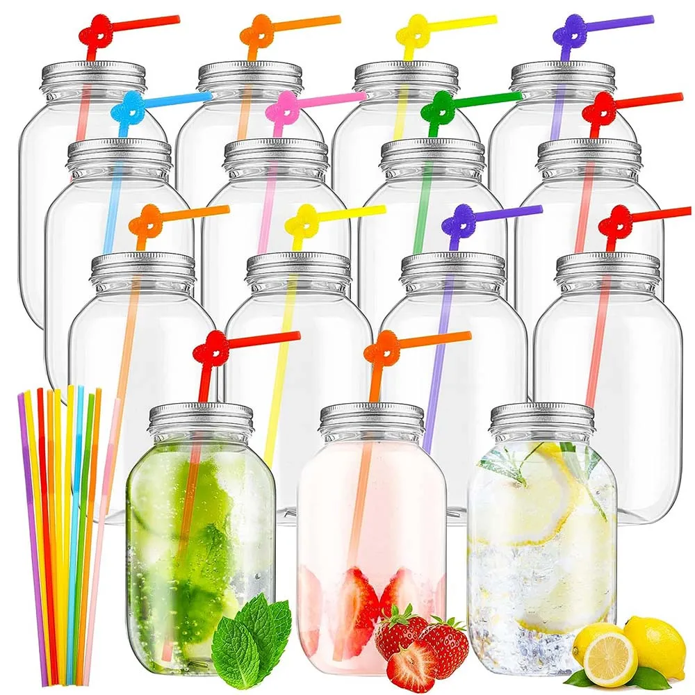 12 Packs 16/33 oz Plastic Mason Jars with Lids and Straws Refillable Plastic Juice Drinking Jars Bottles for Party 500/1000ml
12 Packs 16/33 oz Plastic Mason Jars with Lids and Straws Refillable Plastic Juice Drinking Jars Bottles for Party 500/1000ml
