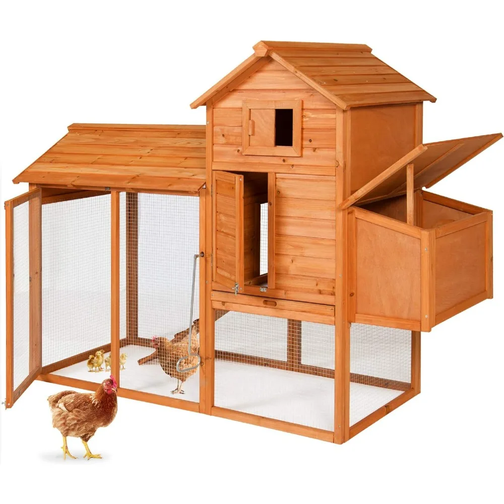 80in Outdoor Wooden Chicken Coop Multi-Level Hen House, Poultry Cage W/Ramps, Run, Nesting Box, Wire Fence, 3 Access Areas
80in Outdoor Wooden Chicken Coop Multi-Level Hen House, Poultry Cage W/Ramps, Run, Nesting Box, Wire Fence, 3 Access Areas