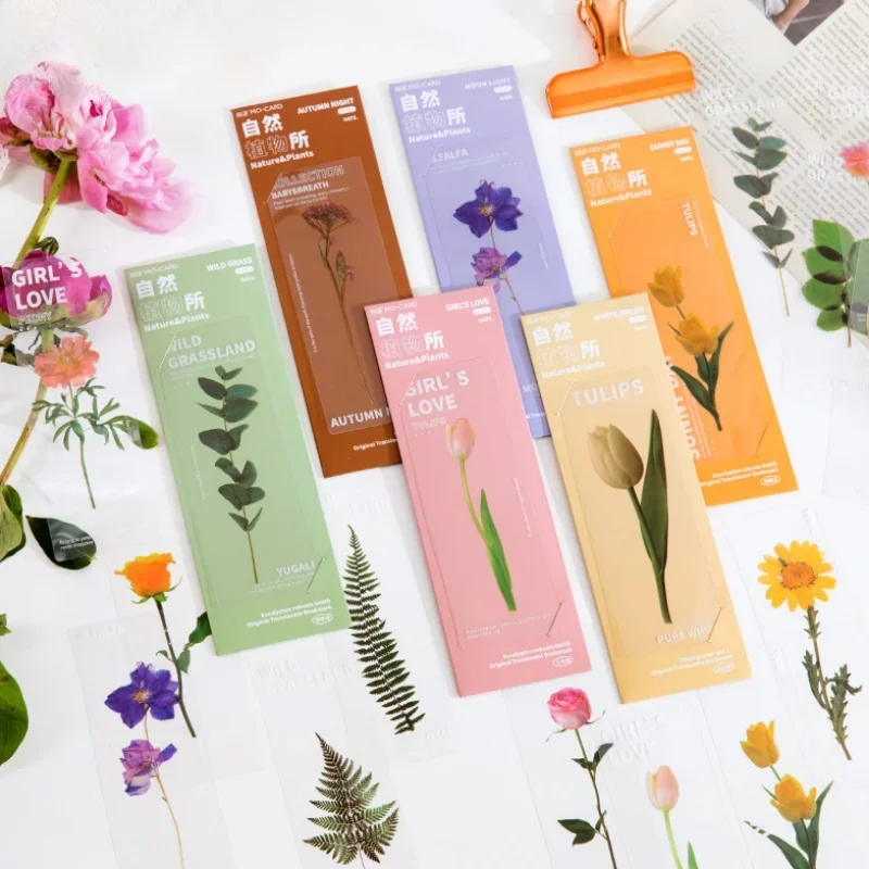 

5Pcs Flower Series Bookmarks for Books PVC Book Mark Page Marker Cute Stationery Student School Supplies 2024 New