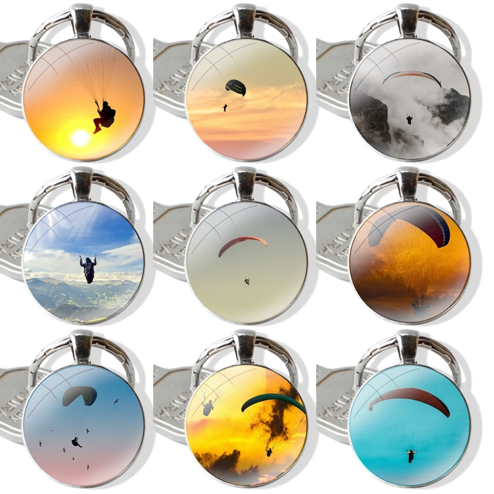 Paraglide Sports Glass Cabochon Keychain Pendant Car Key Chains Handmade Cartoon Fashion Creative Design 
Paraglide Sports Glass Cabochon Keychain Pendant Car Key Chains Handmade Cartoon Fashion Creative Design
