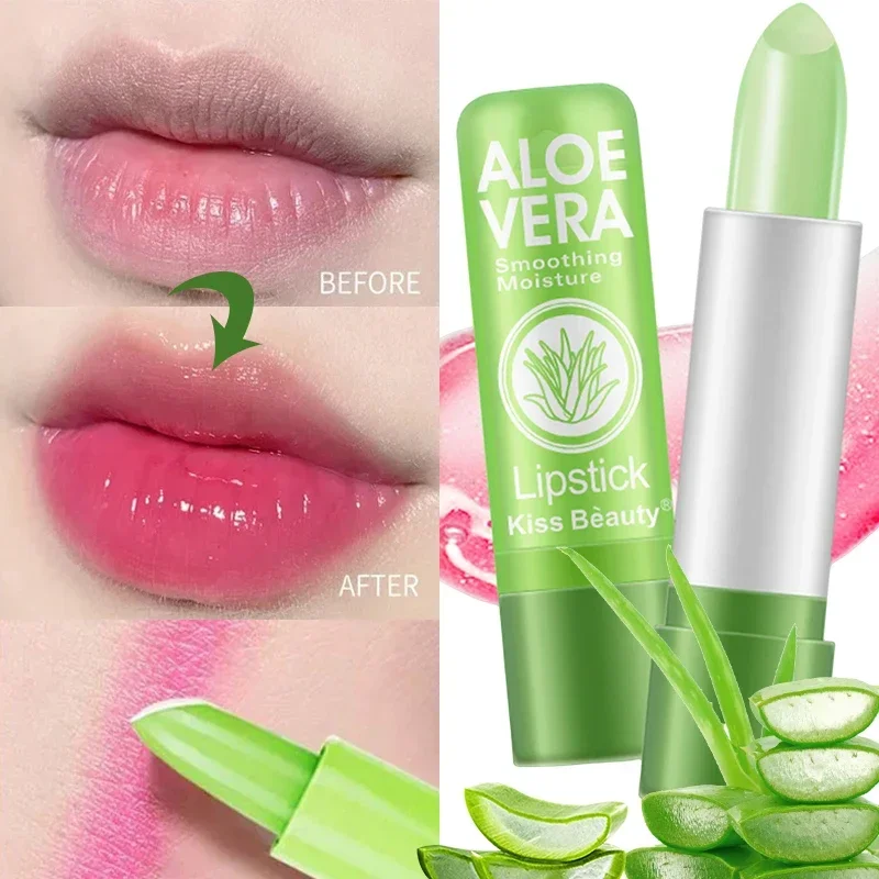 

Moisturizing Aloe Vera Lipstick Temperature Color Changing Lip Balm Lasting Nourishing Exfoliating Lipstick Anti Aging Lips Care