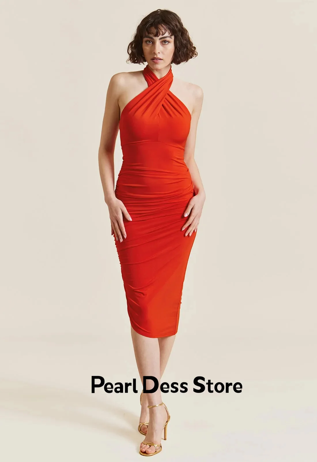 Hanging Neck Cocktail Party Dress Tight Fold Red Chiffon Homecoming Dress Open Back Knee Long Formal Evening Dress
Hanging Neck Cocktail Party Dress Tight Fold Red Chiffon Homecoming Dress Open Back Knee Long Formal Evening Dress