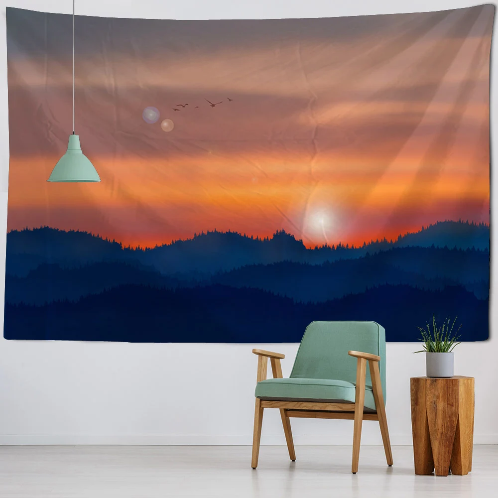 

Landscape tapestry, wall hanging, sunrise, sunset, home wall decoration, fabric blanket, bedroom, living room, art decoration