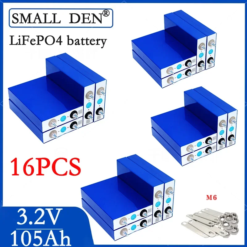 16pcs 3.2v 105Ah Lifepo4 battery, A-grade lithium iron phosphate, suitable for 12v 24V camping, golf, yacht, solar wind power
16pcs 3.2v 105Ah Lifepo4 battery, A-grade lithium iron phosphate, suitable for 12v 24V camping, golf, yacht, solar wind power