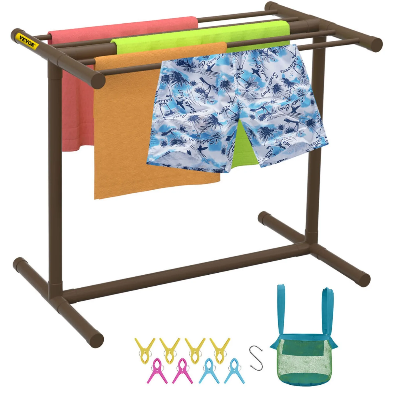 US Outdoor towel rack, swimming pool towel rack, 5-bar T-shaped brown independent terrace-
US Outdoor towel rack, swimming pool towel rack, 5-bar T-shaped brown independent terrace-
