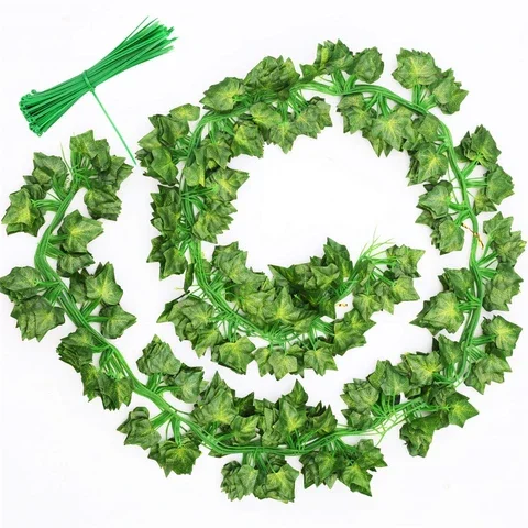 

12PCS 26M/84FT Ivy Artificial Plants Home Decor Wall Hanging Vines Green Fake Leaves Garland Leaves Diy For Wedding Party Room