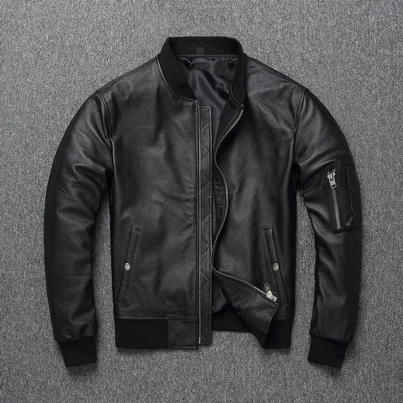 New Genuine Leather Coat Men's Baseball Neck Slim Fit 100% Pure Calf Natural Jacket Men Spring Autumn Short Casual Coats
New Genuine Leather Coat Men's Baseball Neck Slim Fit 100% Pure Calf Natural Jacket Men Spring Autumn Short Casual Coats