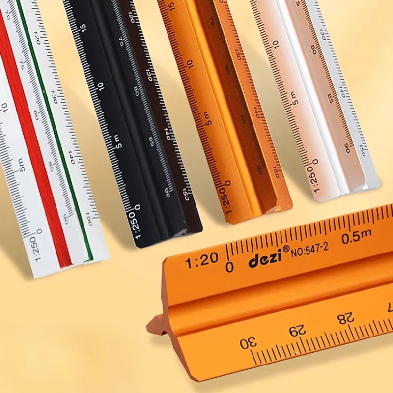 

30cm Triangular Scale Ruler 1:20-1:500 Metal Plastic Straight Ruler Metric Architect Engineer Accurate Drafting Measure Tool