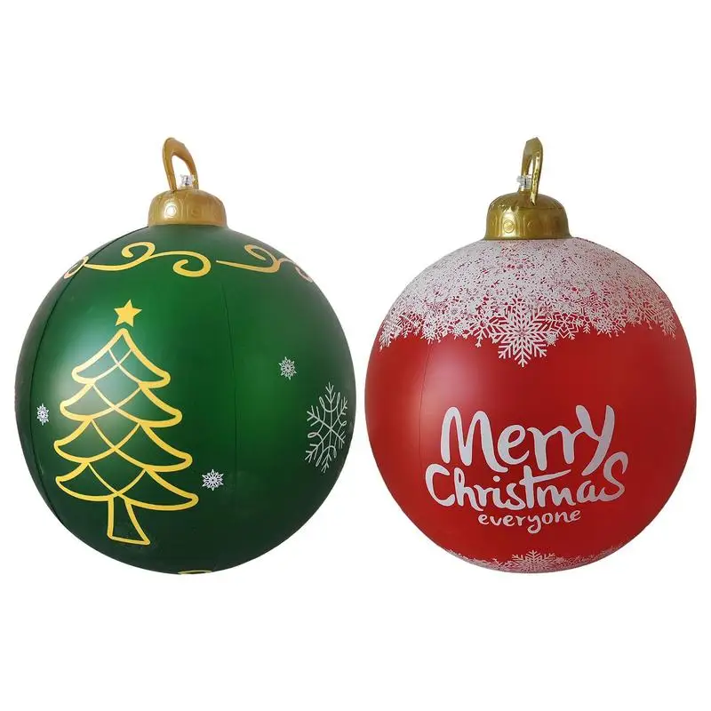 

60cm Outdoor Christmas Inflatable Decorated Ball with Handle PVC Giant No Light Large Balls Tree Decorations ball matte