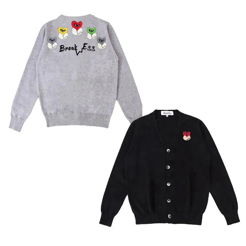 Break Egg Women V-neck Cardigan Cotton Cartoon Heart Eggshell Embroidery Back Colorful Heart Printing Button Fit Spring Sweater
Break Egg Women V-neck Cardigan Cotton Cartoon Heart Eggshell Embroidery Back Colorful Heart Printing Button Fit Spring Sweater