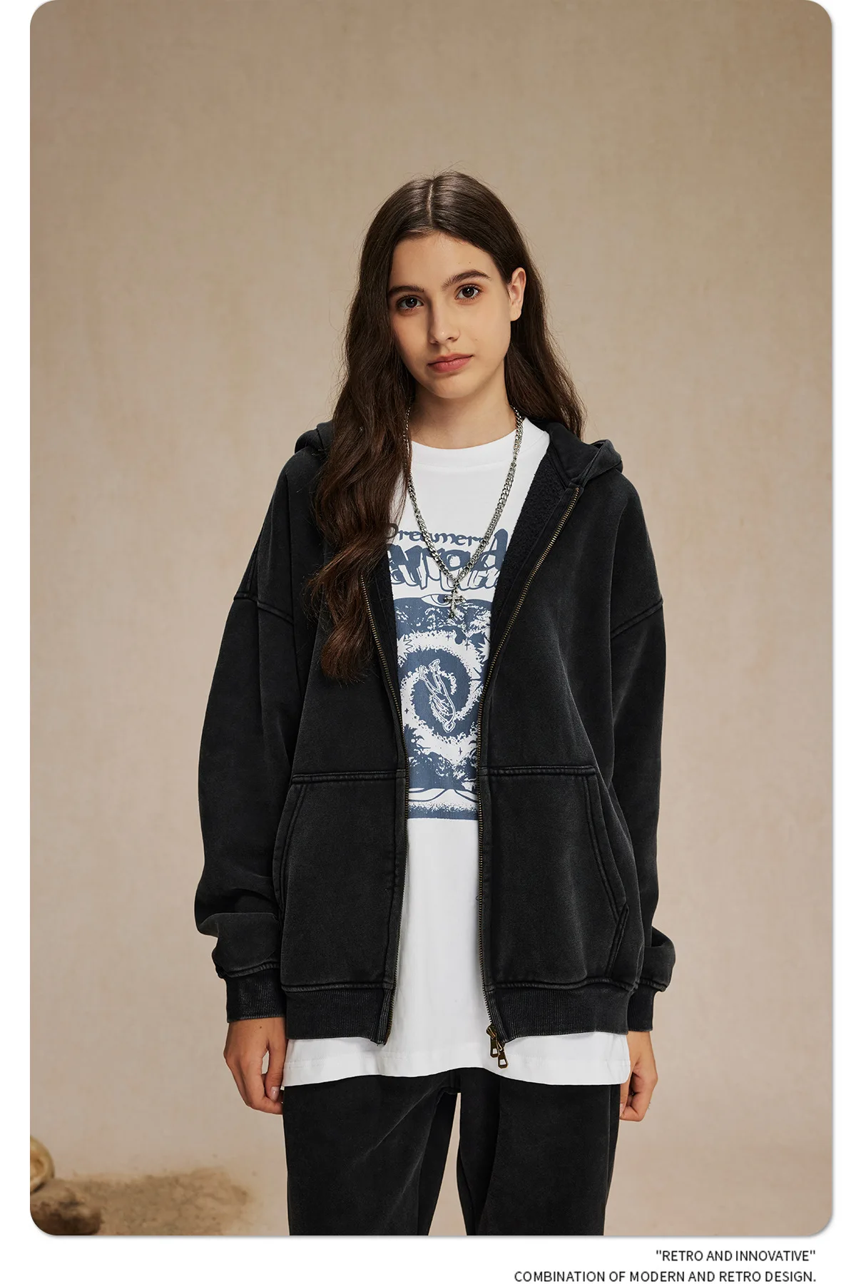 IEFB Men's Wear Wax Printing Vintage Male Hoodies Oversized Loose Zipper Water Washed Plush Sweatshirt Trendy New 9C9349 58 Scfba628e2ec04936aeee74aafac6d2e9U