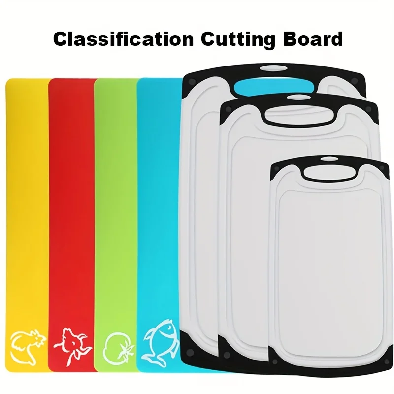 

7pcs/set Two-color Cutting Board, One Big And One Small Combination, Antibacterial And Mildew-proof Cutting Board, Household Pla