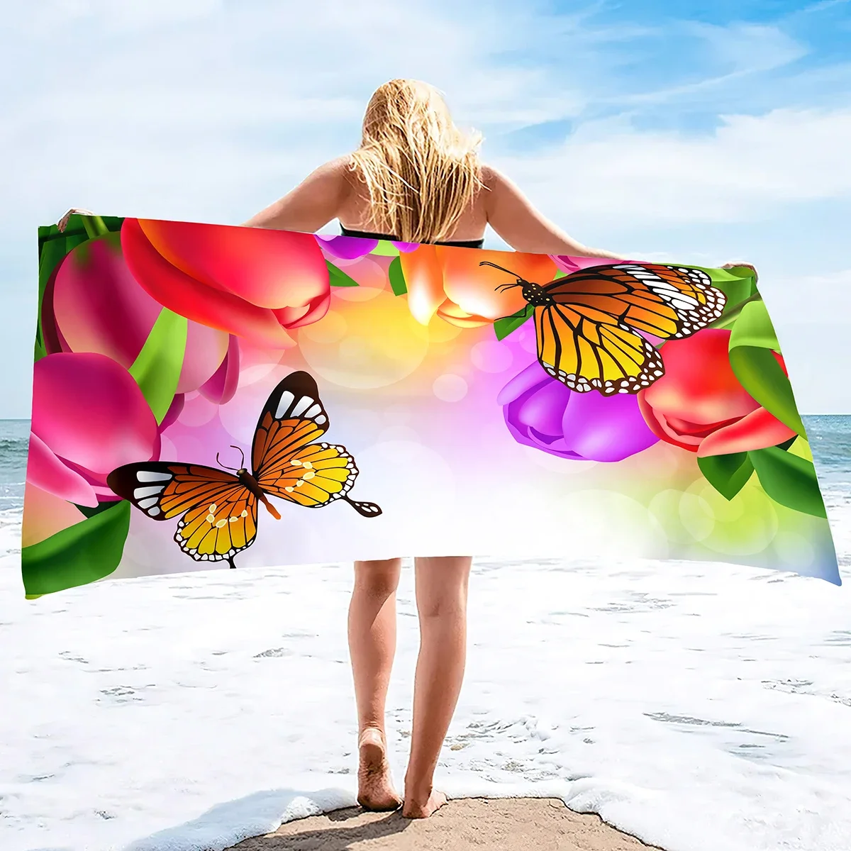 

Пляжные полотенца-бабочки, мягкое пляжное одеяло большого размера, абсорбирующее быстросохнущее банное полотенце, полотенца для бассейна, для путешествий, для взрослых