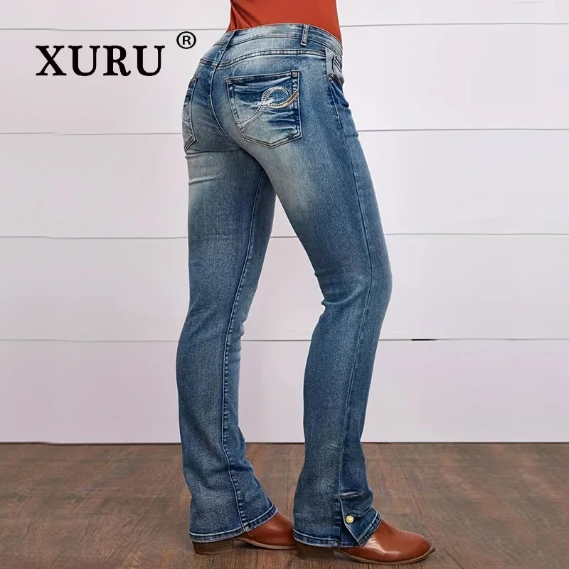 XURU-Elastic Slim Fit Straight Leg Jeans for Women, Embroidered Street Long Jeans, European and American, K16-3006
XURU-Elastic Slim Fit Straight Leg Jeans for Women, Embroidered Street Long Jeans, European and American, K16-3006