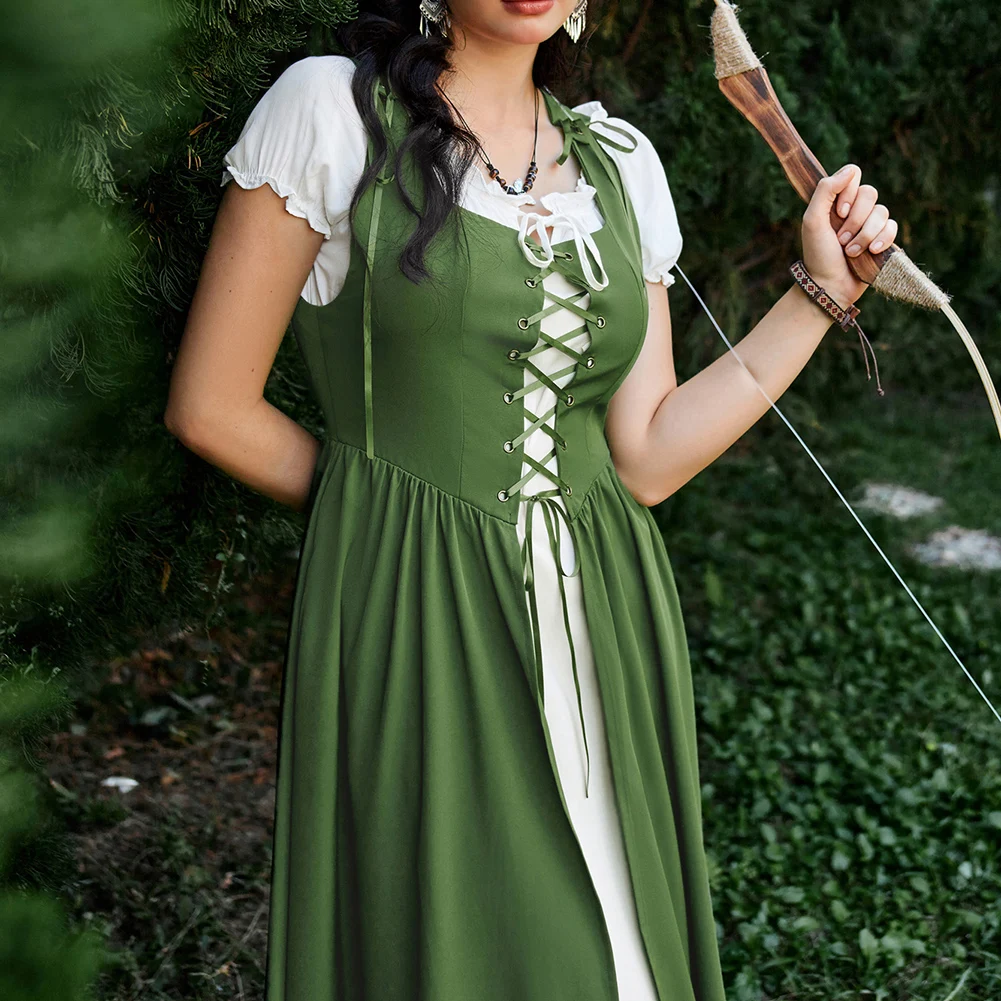 SD Women Dresses Vintage Oktoberfest Renaissance Spliced 2pcs Set Dress Elegant Square Neck Vest Dress+Off Shoulder Dress
SD Women Dresses Vintage Oktoberfest Renaissance Spliced 2pcs Set Dress Elegant Square Neck Vest Dress+Off Shoulder Dress