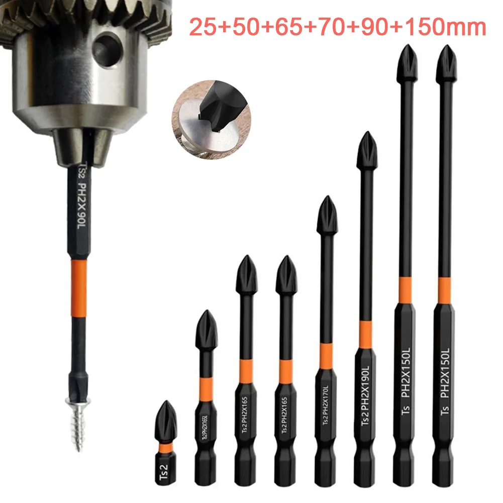 

8PCS Magnetic Batch Head Impact Strong Electric Screwdriver Bit Set Magnetic Case 25-150mm Head Bit Anti-slip Waterproof Bits