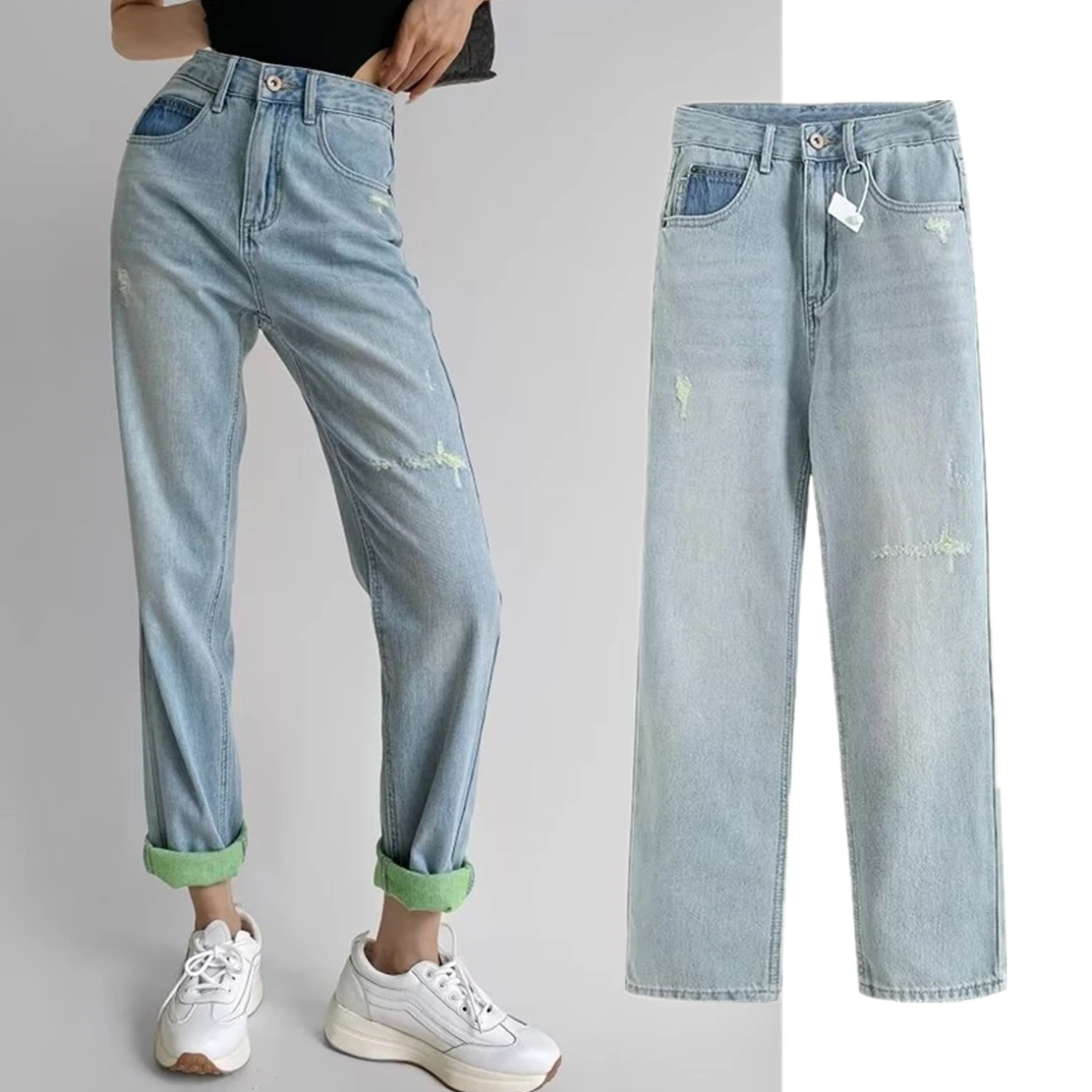 Jenny&Dave American Retro Solid Color Washed Distressed High Wasit Mom Jeans Boyfriend Straight Loose Denim Pants Women
Jenny&Dave American Retro Solid Color Washed Distressed High Wasit Mom Jeans Boyfriend Straight Loose Denim Pants Women