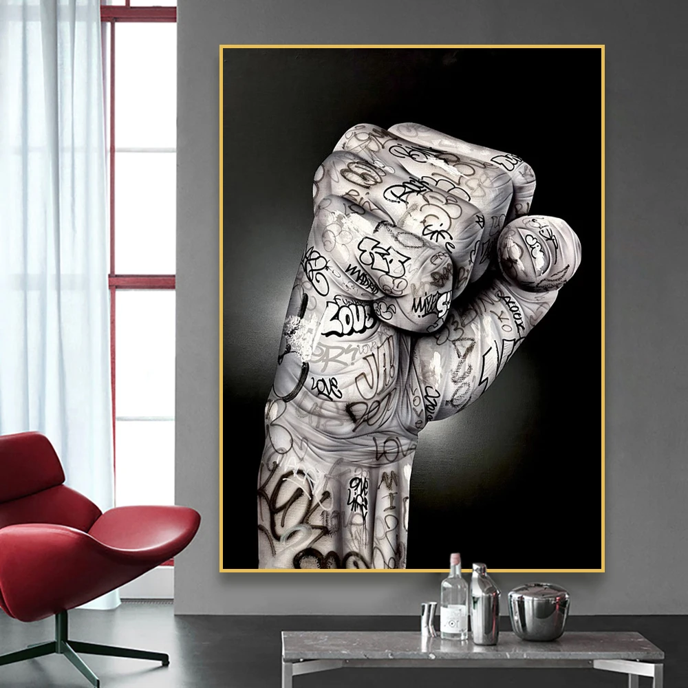 Black and White Graffiti Art Style Embraces Arts Canvas Printmaking Fist Print Poster Living Room Home Decoration Painting Gift
Black and White Graffiti Art Style Embraces Arts Canvas Printmaking Fist Print Poster Living Room Home Decoration Painting Gift
