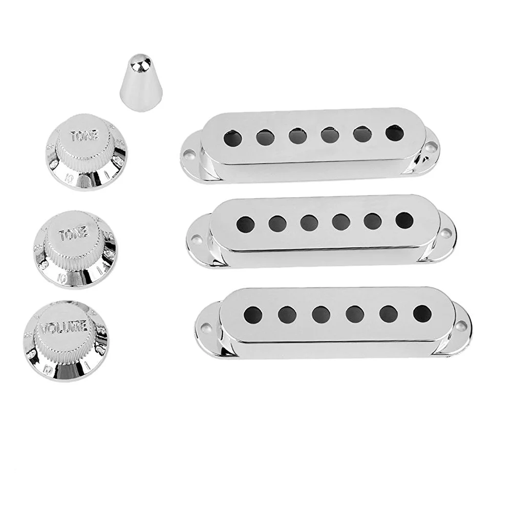 Silver Guitar Pickup Cover and Knobs Tip Set ABS Guitar Pickup Covers Guitar Accessories Parts (Chrome)
Silver Guitar Pickup Cover and Knobs Tip Set ABS Guitar Pickup Covers Guitar Accessories Parts (Chrome)