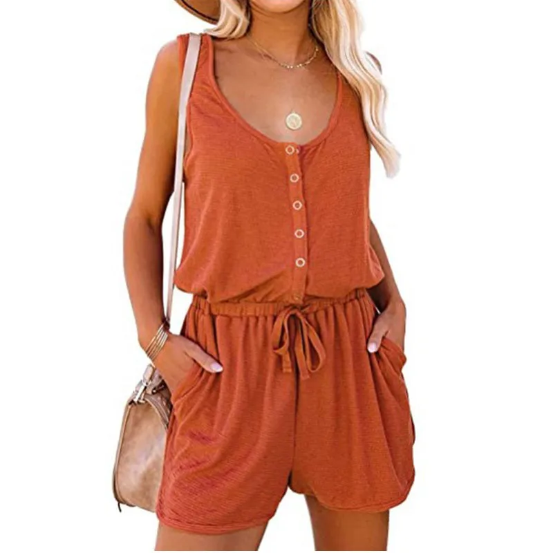 New Fashion Women Sleeveless Pockets Casual Playsuits for Summer Lace Up Buttned Top Sexy Jumpsuits Female Summer Clothes 2022
New Fashion Women Sleeveless Pockets Casual Playsuits for Summer Lace Up Buttned Top Sexy Jumpsuits Female Summer Clothes 2022
