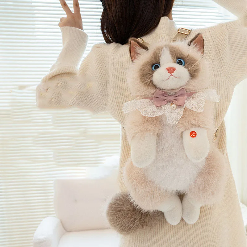 Cute Realistic Ragdoll Backpacks Women Bow Cat Plush Bags Small Capacity Daypacks Lolita Cartoon Personalized Gifts for Girls Cute Realistic Ragdoll Backpacks Women Bow Cat Plush Bags Small Capacity Daypacks Lolita Cartoon Personalized Gifts for Girls