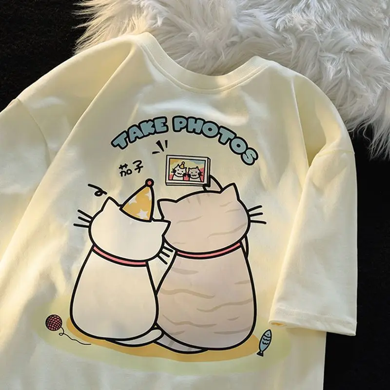 Summer new style pure cotton t shirt women short sleeved loose cartoon dopamine couple versatile large size half sleeved y2k top
Summer new style pure cotton t shirt women short sleeved loose cartoon dopamine couple versatile large size half sleeved y2k top