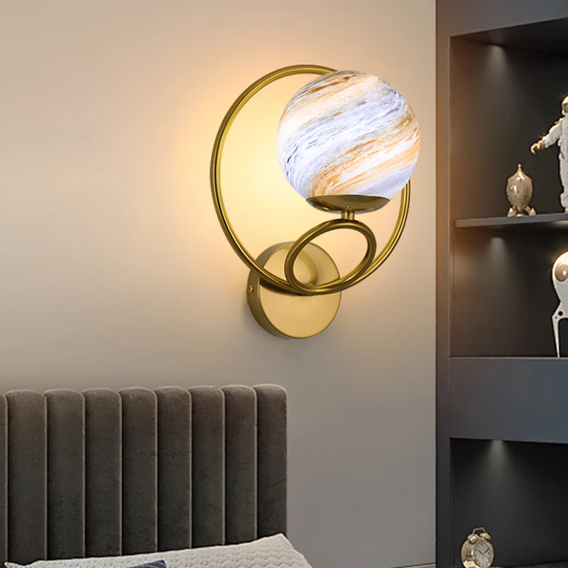

Nordic E27 Wall Light Glass Planet Decor Indoor Living Room Lustre Home Wall Sconce Lamp Modern Corridor Aisle Luminaire Fixture