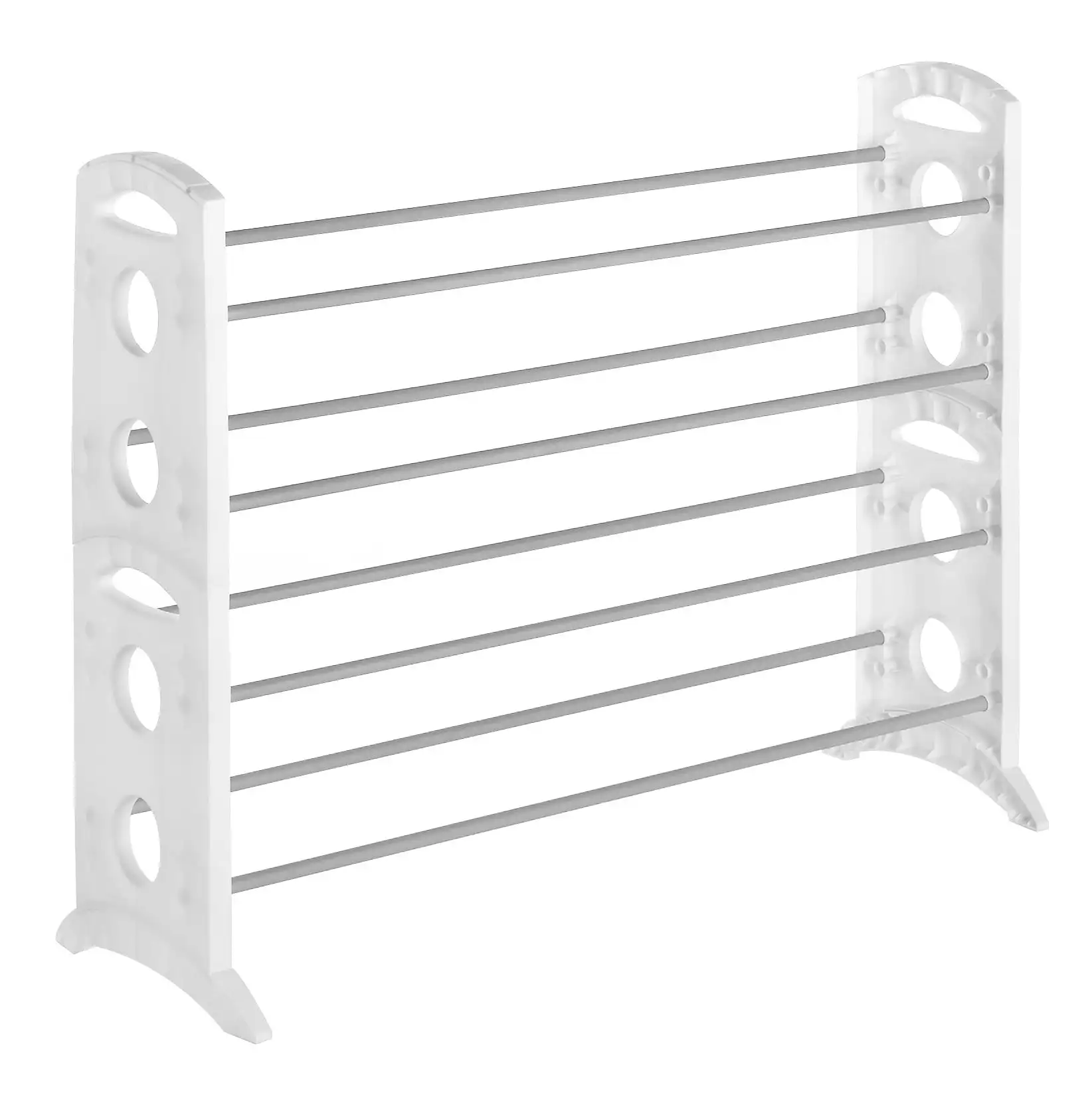 

Whitmor 4-Tier, 20 Pair Freestanding Shoe Rack, Metal and Plastic, Silver and White