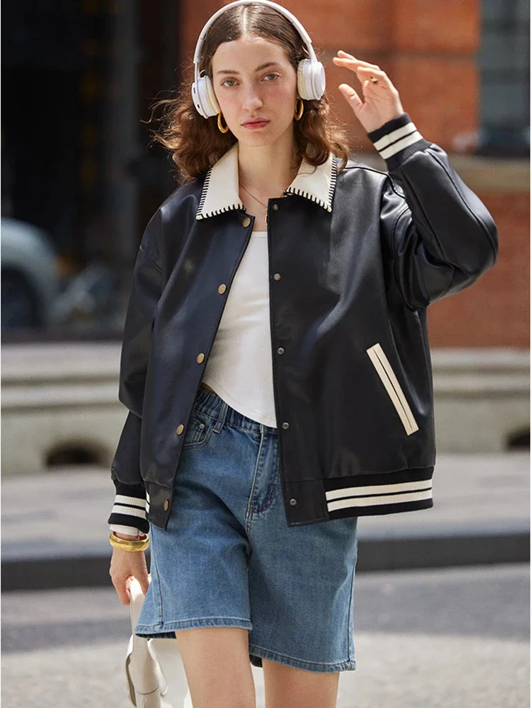 Autumn Spring Streetwear Leather Single Breasted Soft PU Bomber Jacket Casual Ladies Long Sleeve Windbreak Coats
Autumn Spring Streetwear Leather Single Breasted Soft PU Bomber Jacket Casual Ladies Long Sleeve Windbreak Coats