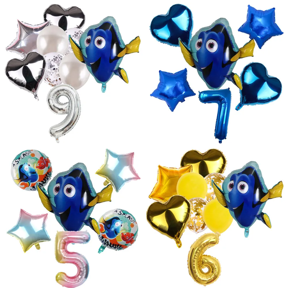 

Disney Cartoon Dory Fish Finding Nemo Theme Birthday Party Decoration Latex Digital Metallic Balloon Set Baby Shower Kid Gift