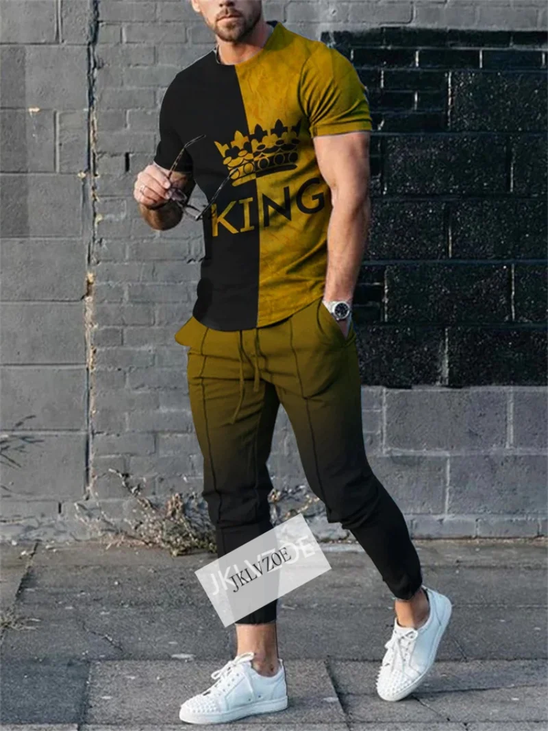 Summer Men's Ling King Tracksuit T-Shirt Trousers Set Jogging Suit Casual Fashion Streetwear Male Oversized Men Clothing Outfit
Summer Men's Ling King Tracksuit T-Shirt Trousers Set Jogging Suit Casual Fashion Streetwear Male Oversized Men Clothing Outfit