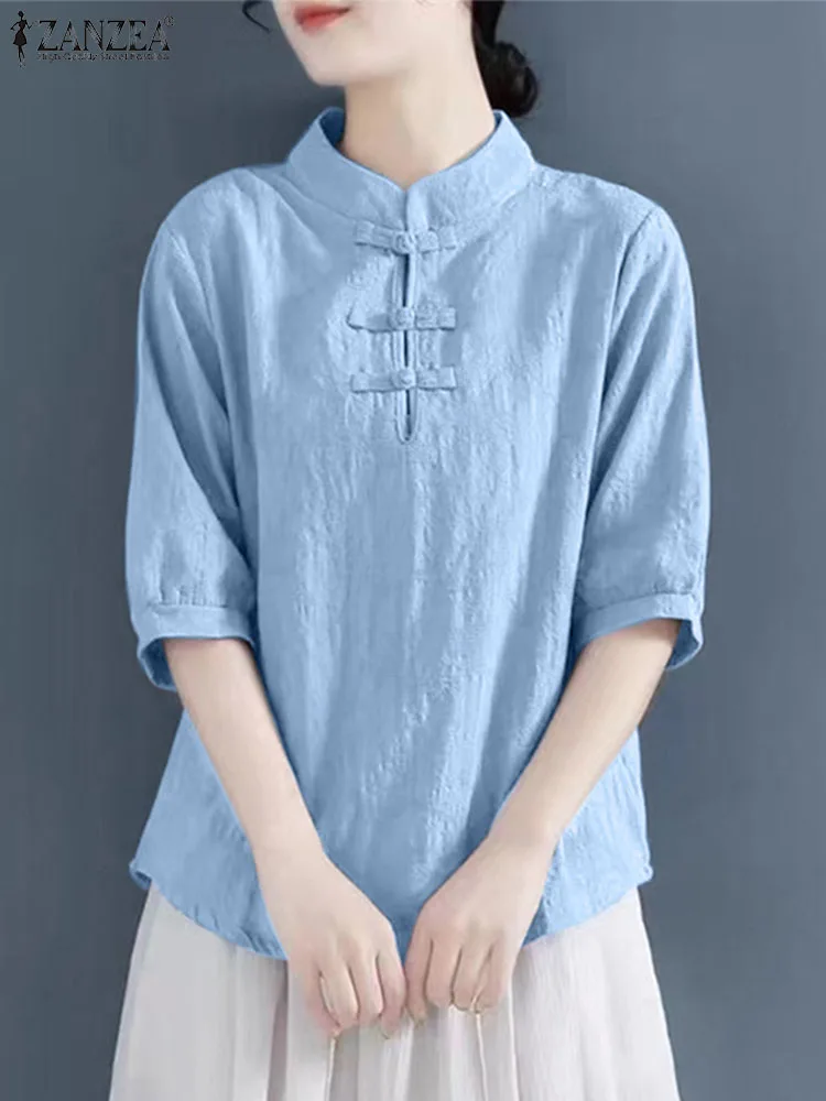 Fashion Women Cotton Shirts Chinese Knot Button Blouse ZANZEA Vintage Texture Fabric Tops 2023 Summer O-neck Short Sleeve Blusa
Fashion Women Cotton Shirts Chinese Knot Button Blouse ZANZEA Vintage Texture Fabric Tops 2023 Summer O-neck Short Sleeve Blusa