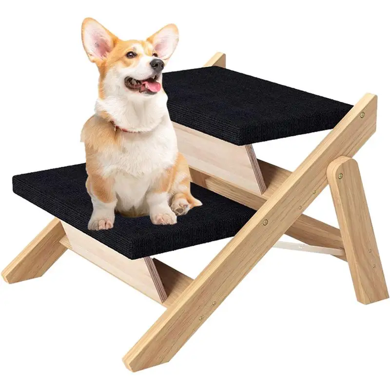 

Foldable Pet Stairs Non Slip Two Layer Dog Climbing Ladder Wooden Strong Dog Ramp Stair For Cats Dogs Easy Step Injured Dogs