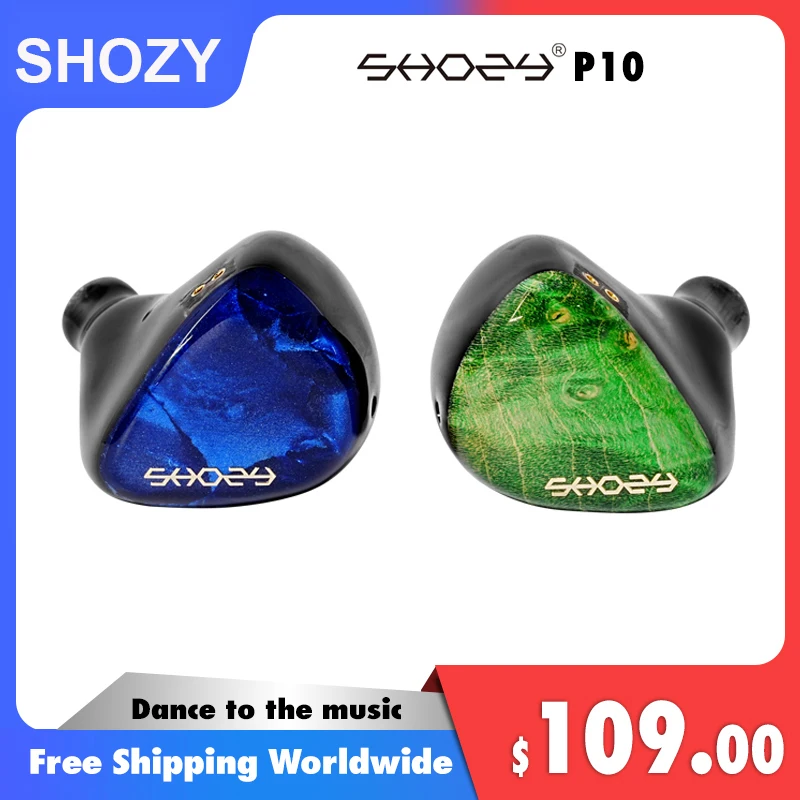 

SHOZY P10 Earphone Hifi Headphones In Ear Captivating Sound Planar-DD Composite ACG 0.78 2Pin Wired Earbuds Aqua / Midori