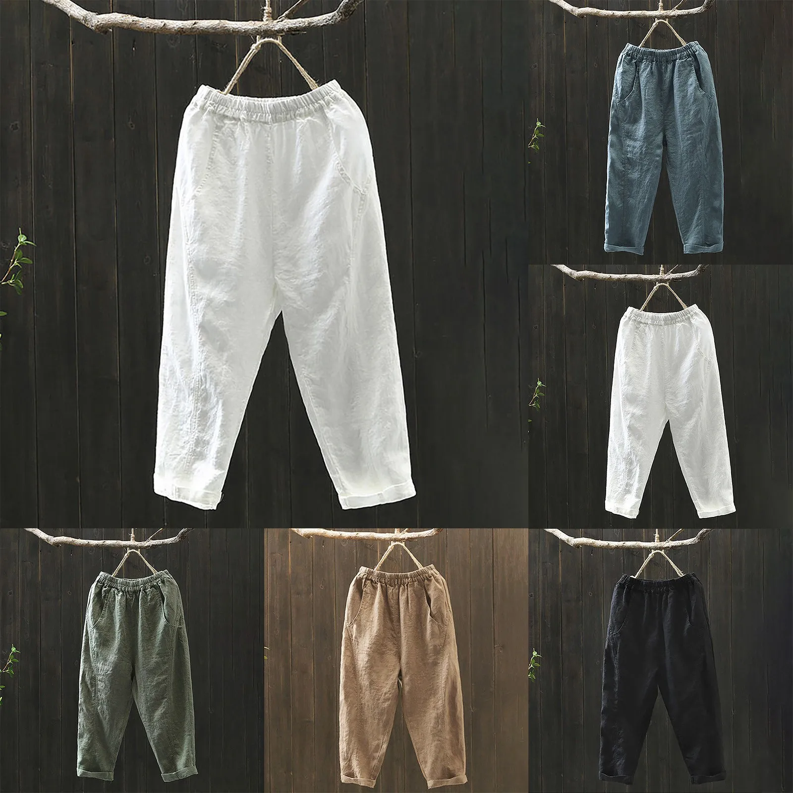 Women's Harem Pants Summer Cotton Linen Capri Pants Breathable Ankle-length Trousers Casual Retro Loose Mom Pant Solid Pockets
Women's Harem Pants Summer Cotton Linen Capri Pants Breathable Ankle-length Trousers Casual Retro Loose Mom Pant Solid Pockets
