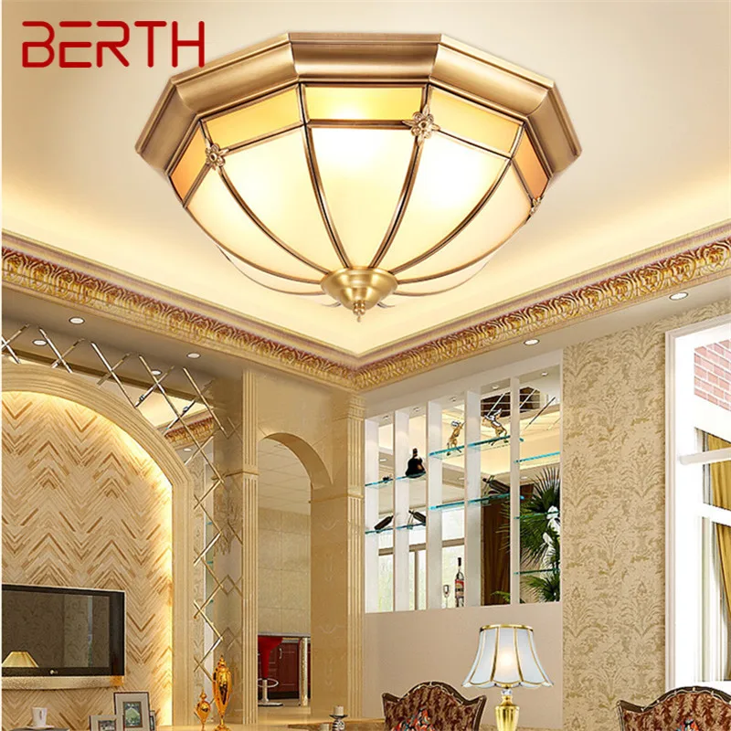 

BERTH Nordic Copper Ceiling Lamp Modern Brass Vintage Creative Light Luxury LED Fixtures Decor For Home Living Bedroom