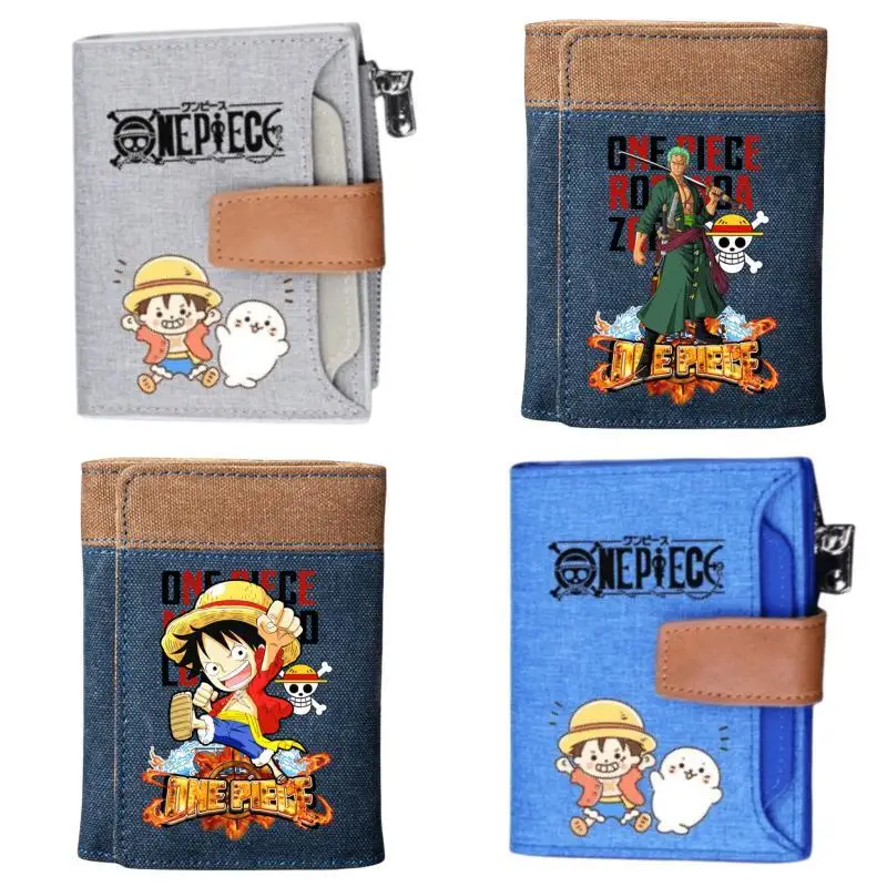 

Anime One Piece Luffy Zoro Nami Robin Chopper Usopp Coin Purse Printed Short Students Canvas Wallet Two Dimensions Surroundings