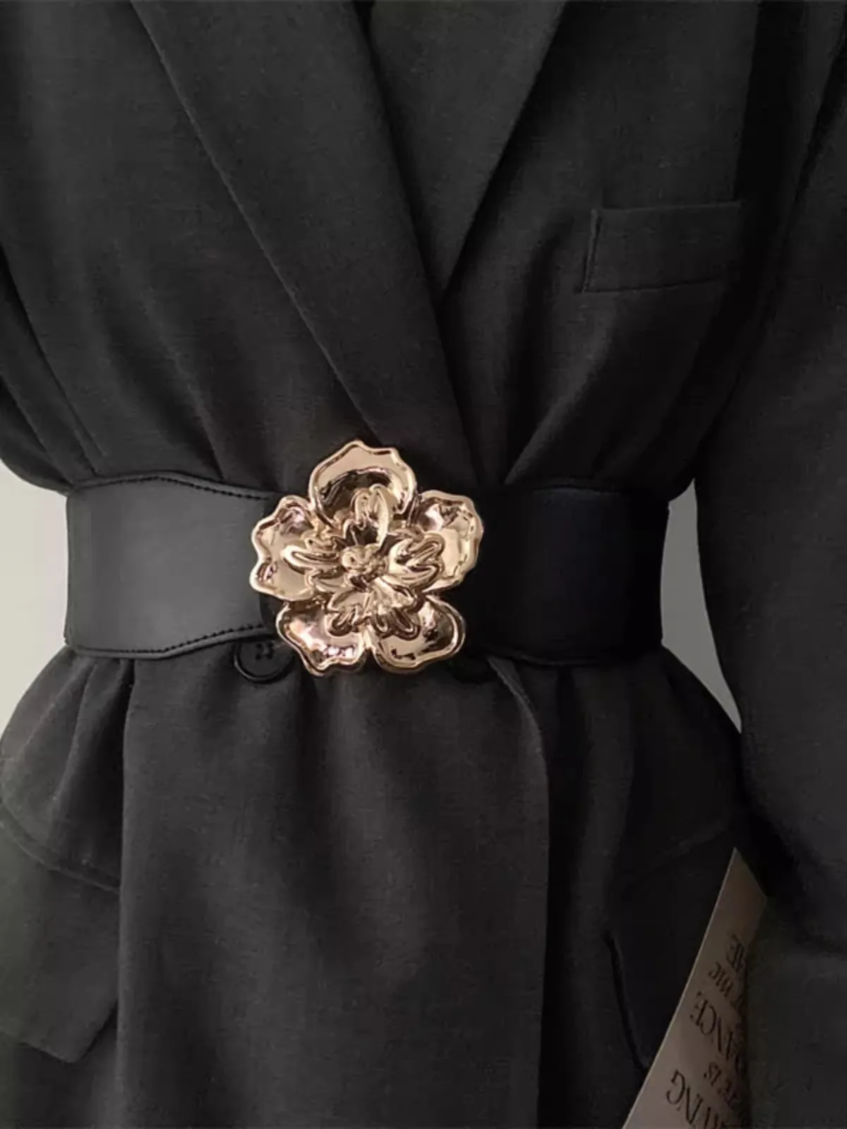 

Женский модный эластичный корсет из искусственной кожи с цветочной пряжкой, женский пояс, пальто, пояс, платье, декоративный широкий пояс J288