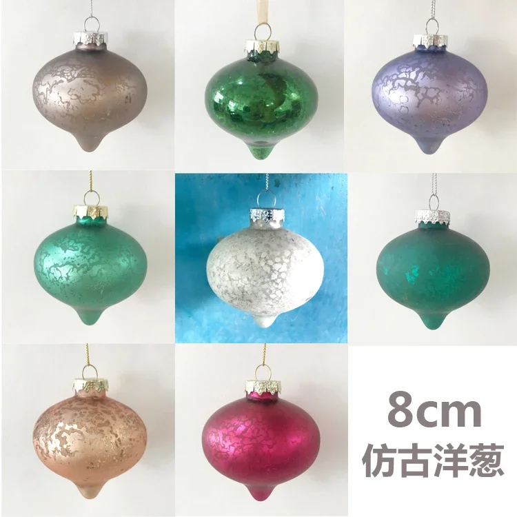 Christmas tree decoration glass ornament shopping mall window display 8cm antique onion ball
Christmas tree decoration glass ornament shopping mall window display 8cm antique onion ball