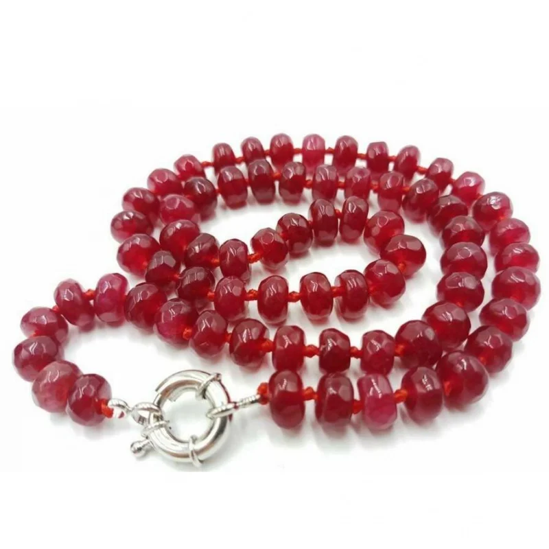 

Fashion jewelry Faceted 5x8m Natural Red Ruby Gems Abacus Beads Necklace 18' AAA