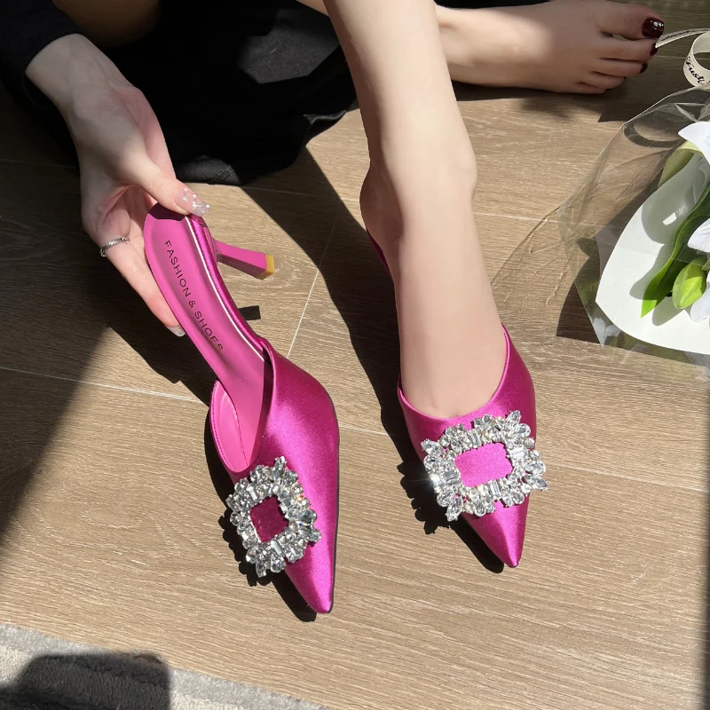 Pointed Toe Slingback Mules Women Fashion Square Rhinestone Women's Sandals Sexy Thin Heels Party Slippers 2023 Summer Sandals
Pointed Toe Slingback Mules Women Fashion Square Rhinestone Women's Sandals Sexy Thin Heels Party Slippers 2023 Summer Sandals