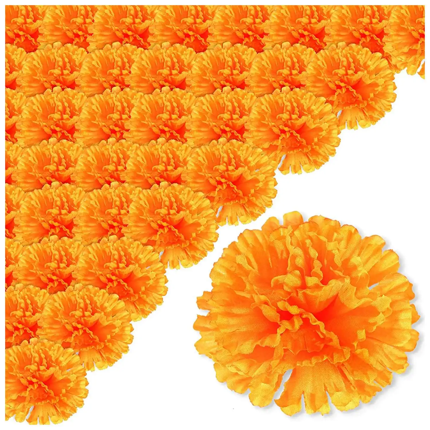 3.9inch Marigold Flowers Artificial Day of the Dead Flower 50Pcs Fake Marigold Flowers Head for Marigold Garland Making
3.9inch Marigold Flowers Artificial Day of the Dead Flower 50Pcs Fake Marigold Flowers Head for Marigold Garland Making