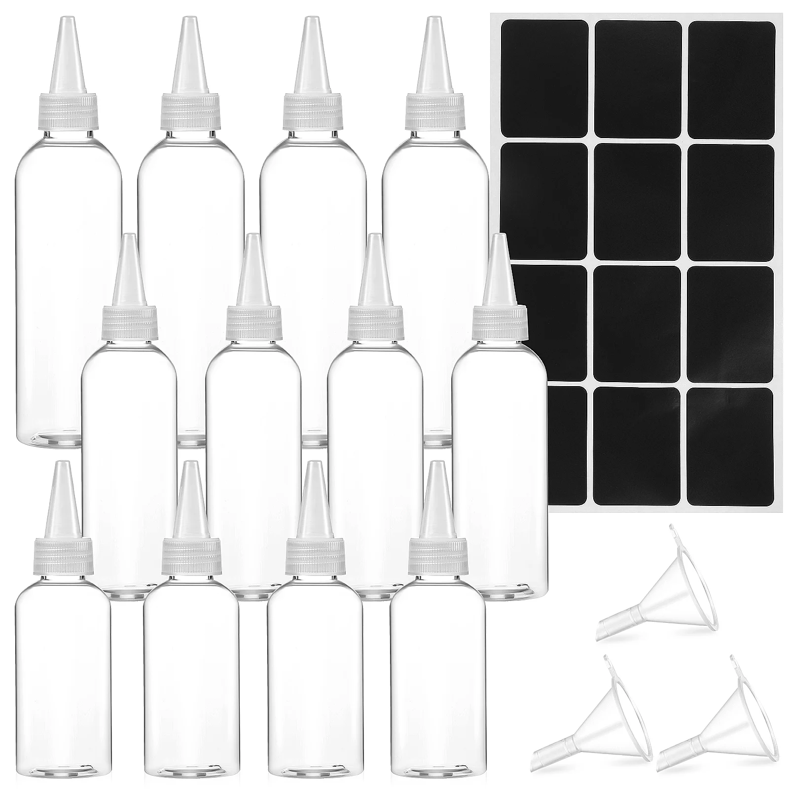 1 Set Liquid Bottles Plastic Squeeze Bottles Empty Condiment Dispensing Bottles with Funnels Stickers 
1 Set Liquid Bottles Plastic Squeeze Bottles Empty Condiment Dispensing Bottles with Funnels Stickers