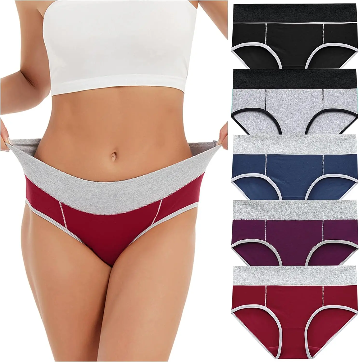 

Women's Cotton Underwear High Waist Stretch Briefs Soft Underpant Ladies Full Coverage Panties High Rise Smooth Breathable Brief