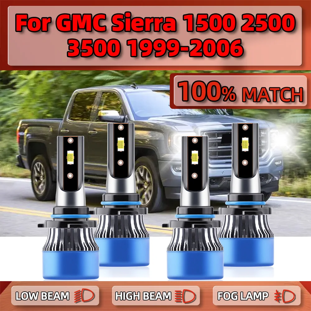 

40000LM LED Headlights Bulbs 9005 HB3 9006 HB4 Car Lights 12V 6000K For GMC Sierra 1500 2500 3500 1999-2002 2003 2004 2005 2006