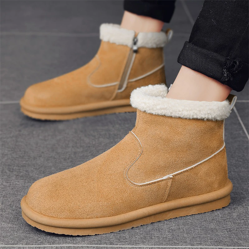 

Зимние теплые ботинки с защитой от холода Мужская бархатная теплая универсальная замшевая хлопковая обувь удобные повседневные ботильоны Уличная обувь